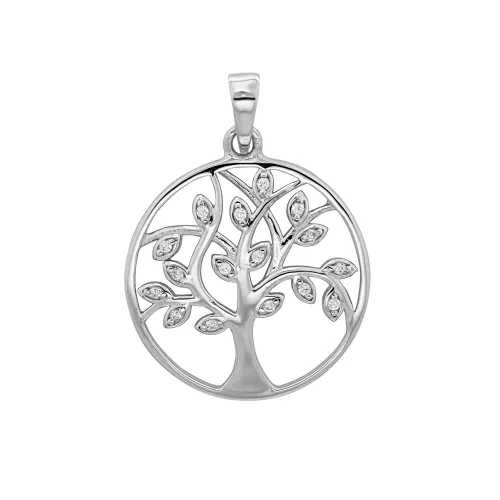 Silver Tree of Life cz Pendant 18mm 1.70g